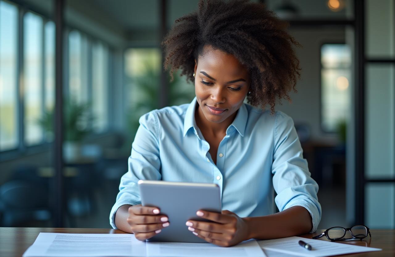 A professional reviewing HR policy documents ensuring Canadian compliance.